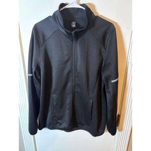 Xersion Women Black Full Zip Reflective Running Activewear Jacket XL